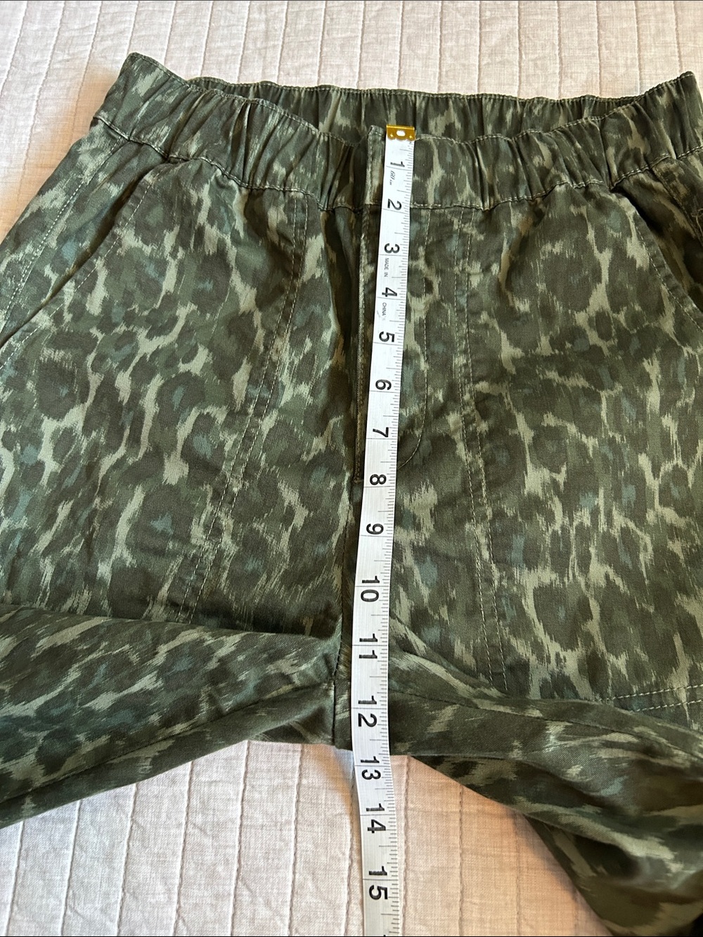 Gap green leopard print khaki cotton, easy wide leg pants XS - Picture 11 of 13
